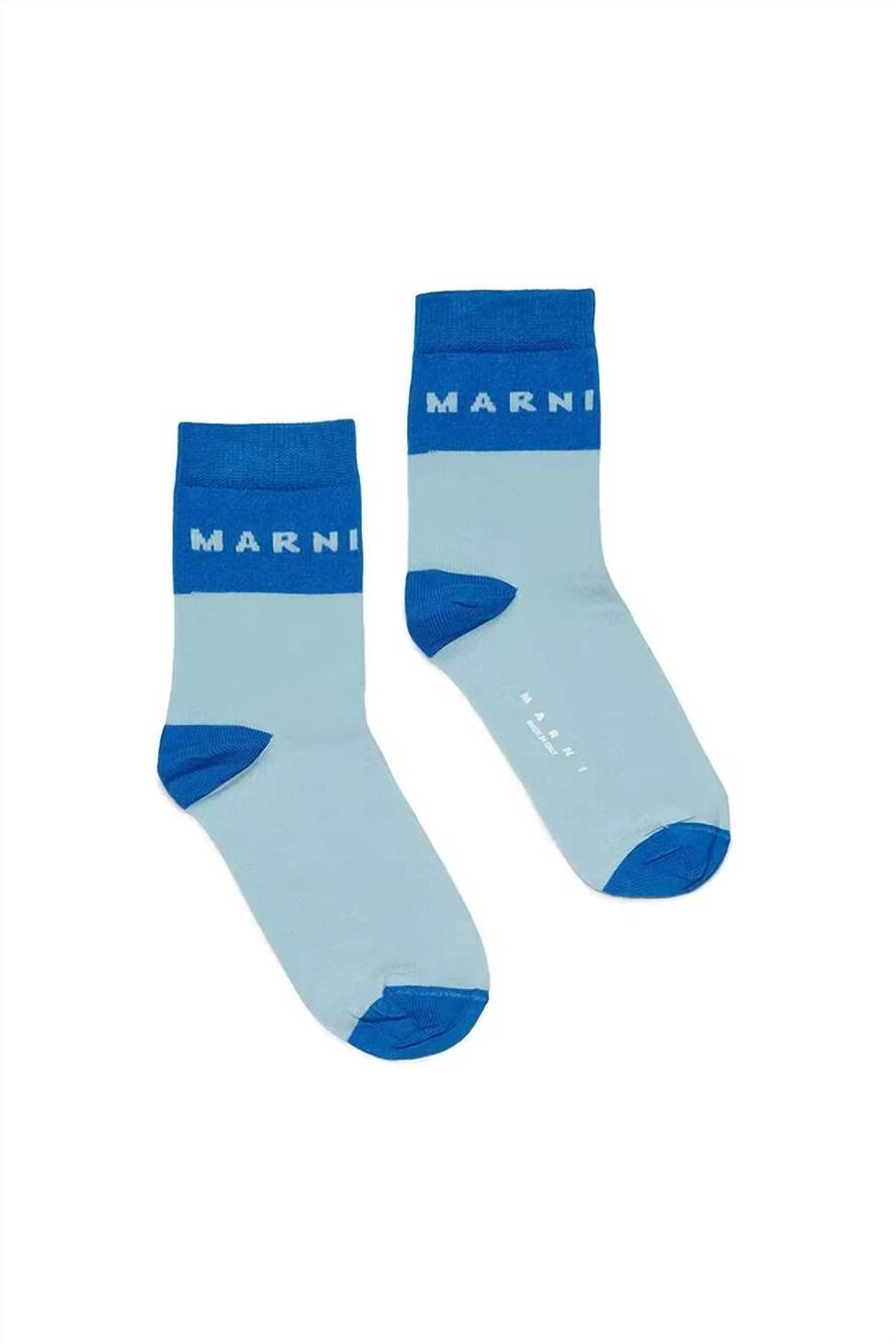 NEW MARNI kids colorblock socks in blue